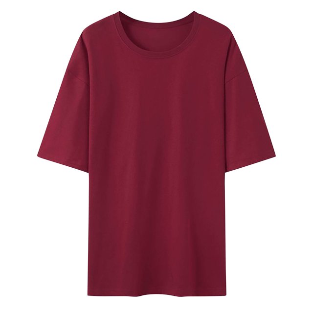 Pisexur Hauts d'Été pour Femmes, Hauts pour Femmes, Hauts de Sortie pour Femmes, Hauts pour Dames, T-Shirt d'Été pour Femmes à Col Rond, Manches Courtes, Décontracté, Mode, Imprimé, à Boutons, Bordeaux, m