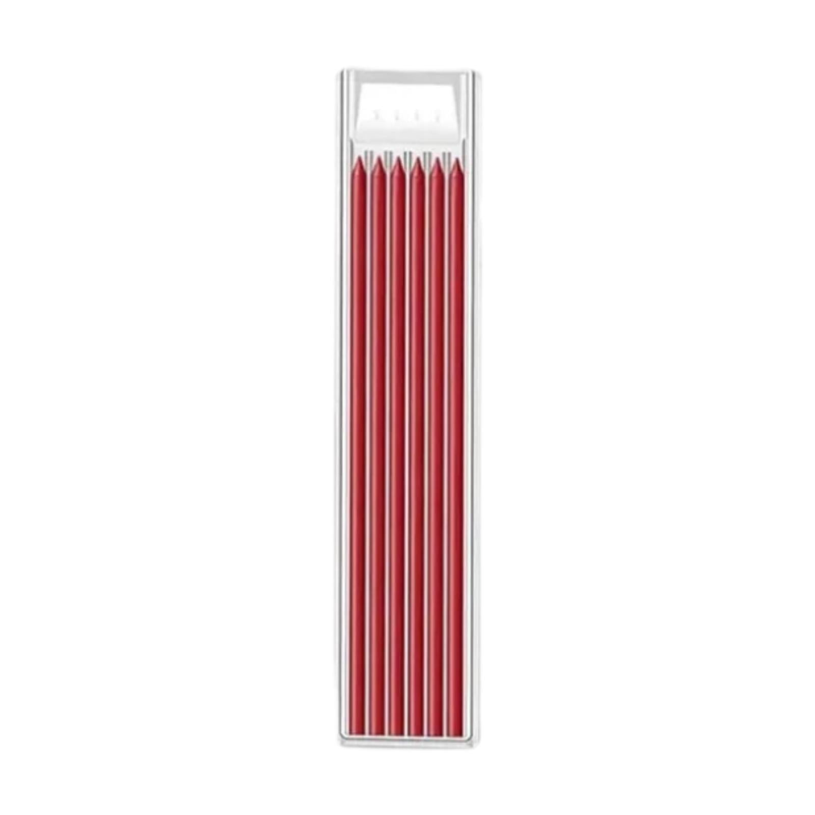 koolsoo 6 Pieces Carpenter Pencil Refills 28mm Pencil Leads for Construction Pencils Red