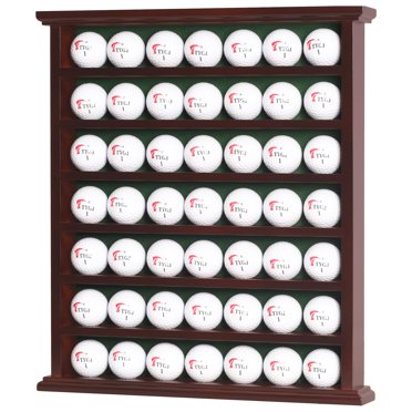 DisplayGifts Golf Gift 49-Golf Ball Display Case Cabinet Rack, No Door Open Rack Mahogany Finish