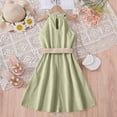 thumbnail image 4 of YOUSNH Robe Princesse Unie Sans Manches pour Tout-Petites Filles, Robe de Danse Fête, Vêtements, Robes pour Filles, Vert, 9-10 Ans, 4 of 6
