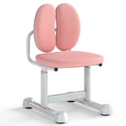 Costway Kids Desk Chair with Double Back Support Adjustable Height Upholstered Computer Chair Pink