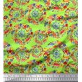 thumbnail image 1 of Soimoi Green Moss Georgette Fabric Ship Wheel,Starfish & Seashell Ocean Print Sewing Fabric Yard 42 Inch Wide, 1 of 1