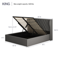 thumbnail image 3 of Aykah Brittany King Bed Frame With Storage , Metal Bed Frame with High Headboard, No Box Spring Required, 3 of 5