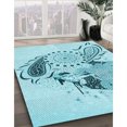 thumbnail image 3 of Ahgly Company Machine Washable Indoor Square Transitional Electric Blue Area Rugs, 6' Square, 3 of 7