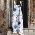 thumbnail image 2 of yoeyez Rompers for Women Plus Size,Womens Summer Printed Plus Size Romper Sleeveless Adjustable Straps Backless Jumpsuits With Pockets Blue,XL, 2 of 6