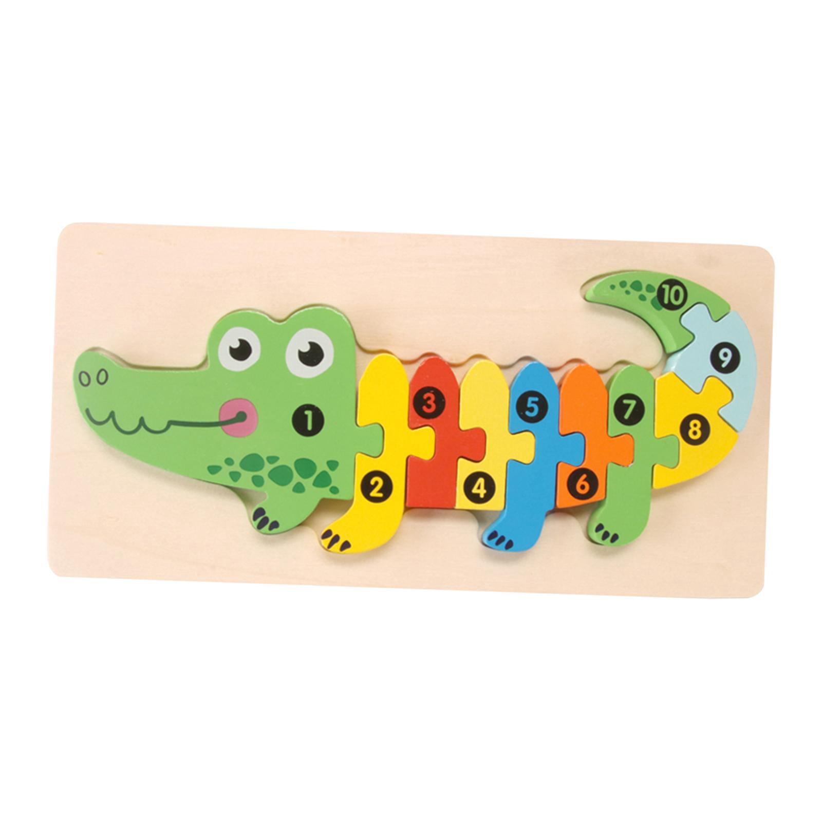 lionlar Wooden Crocodile Number Puzzle Cognition Intelligence Puzzle Toddler Puzzles for