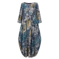 thumbnail image 4 of ZANZEA Robes pour Femmes à Manches Longues à Imprimé Floral Kaftan Décontracté Robe Maxi, 4 of 5