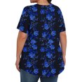 thumbnail image 4 of Pisexur Hauts de Printemps pour Femmes Blouses pour Femmes Chic Décontracté Mode pour Femmes Imprimé Col Rond Manches Courtes Plissé Ample Haut Multicolore,5TG, 4 of 6