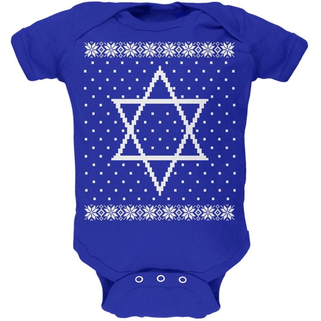 Grand Pull Étoile de David Moche Hanukkah Doux une Pièce pour Bébé