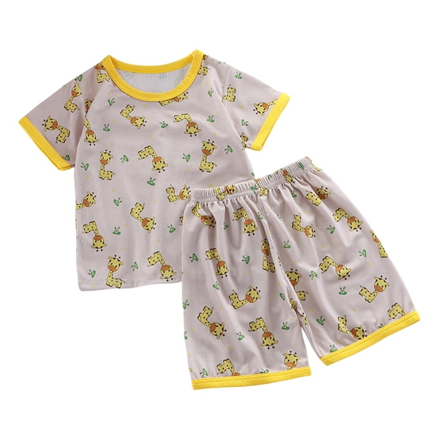 Kcodviy Tout-Petits Enfants Filles Garçons 2T Vêtements d'Été Garçons Vêtements de Nuit T-Shirt à Manches Courtes Bébé pour Garçons et Shorts Doux Été Garçons Vêtements d'Été Ensemble de Pyjama 2 Pcs