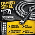 thumbnail image 2 of Bionic Steel boyau d’arrosage en acier inoxydable robuste 100 pi x 5/8 po 500 PSI pour l’extérieur avec buse de pulvérisation sans plis, 2 of 9