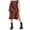 Brown, variant on Fgnfyis Satin Midi Skirt Womens High Waist Solid Color Casual Slit Skirt with Elastic Waist Long Skirts for Women Mint Green M