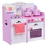 Costway Enfants en bois jeu ensemble de cuisine jeu fraise prétender cuisine jeu toddler