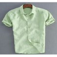 thumbnail image 3 of CHUANK Hommes Lin Manches Courtes Chemises d'Été Décontracté Robe en Vrac Soft Tops Tee M-3XL, 3 of 4