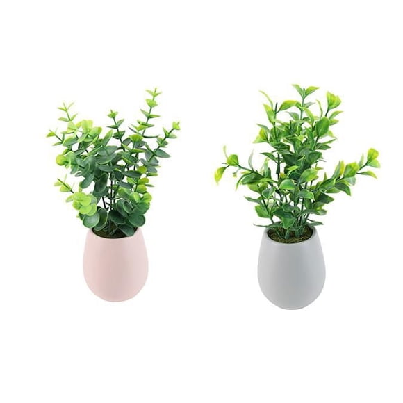VERDURE EN POT CÉRAMIQUE OVALE, 2 ASSORTIS, VERT, 23CM