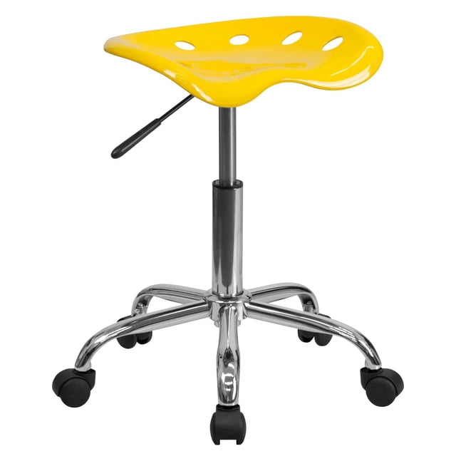 Siège tracteur jaune vibrant et tabouret chromé