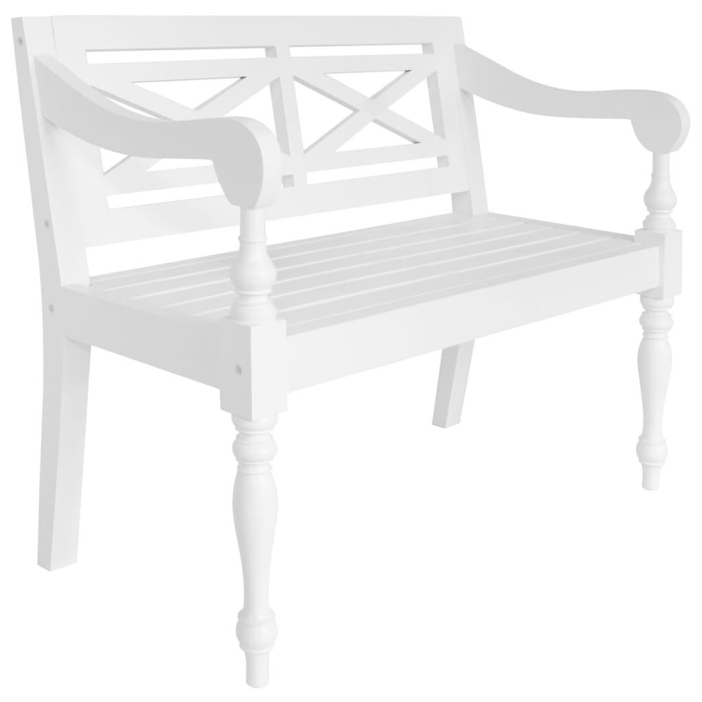 vidaXL Batavia Bench 98 cm Solid Mahogany Wood White