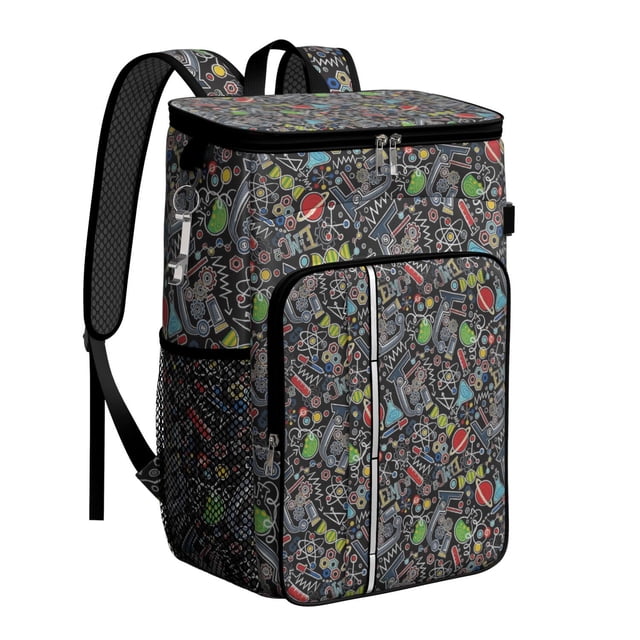 Scientific Formula and Laboratory Print Cooler Backpack, Insulated Leakproof Bag for School, Outdoor, and Study Travel