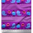 thumbnail image 1 of Soimoi Purple Rayon Fabric Monster Cartoon Print Sewing Fabric Yard 42 Inch Wide, 1 of 3