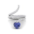 thumbnail image 1 of 7MM Heart Shape Wrap Bypass Ring Natural Tanzanite 925 Silver Women Rings, 1 of 3