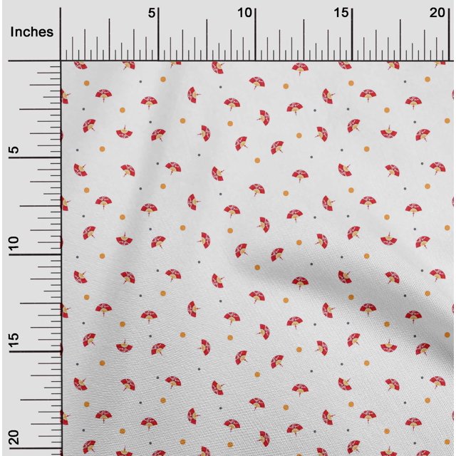 oneOone Cotton Flex Fabric Dot & Chinese Hand Fan Fashion Decor Fabric Printed BTY 40 Inch Wide