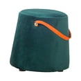 thumbnail image 3 of Abbracc Portable Round Ottoman Changing Shoes Stool Bench with Handle Space-Saving Solid Dark Green, 3 of 9