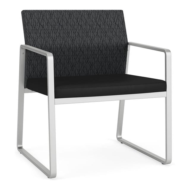 Gansett Reception Oversize Guest Chair / Silver Steel / Dark Gray / Black