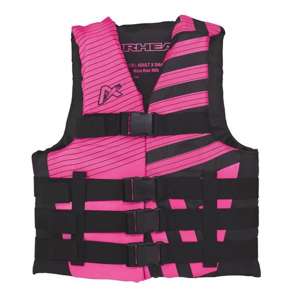 Airhead Life Vest 30081-06-A-BKHP Trend; Fits Chest Sizes 52 To 60 Inch; Harmonized U S Coast Guard And Transport Canada Approved; Woman s; 2XL To 3XL; Nylon Shell; Pink and Black