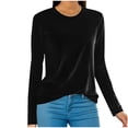 thumbnail image 2 of Jsaierl Haut en Velours Doré pour Femmes Chemise à Manches Longues Blouses Élégantes pour Soirée Décontractée Col Rond Tunique Blouse, 2 of 6