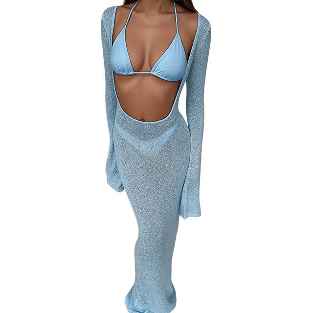 DGMIOCS Ensemble Tankini pour Femme Bikini pour Femme Bleu m