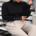 thumbnail image 2 of Ladies‘ Knitted Sweater with Long Sleeves and Turtleneck in Solid Color, 2 of 8