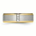 thumbnail image 4 of Stainless Steel Polished Yellow IP CZ Grooved Comfort Back Ring 9 Size, 4 of 7