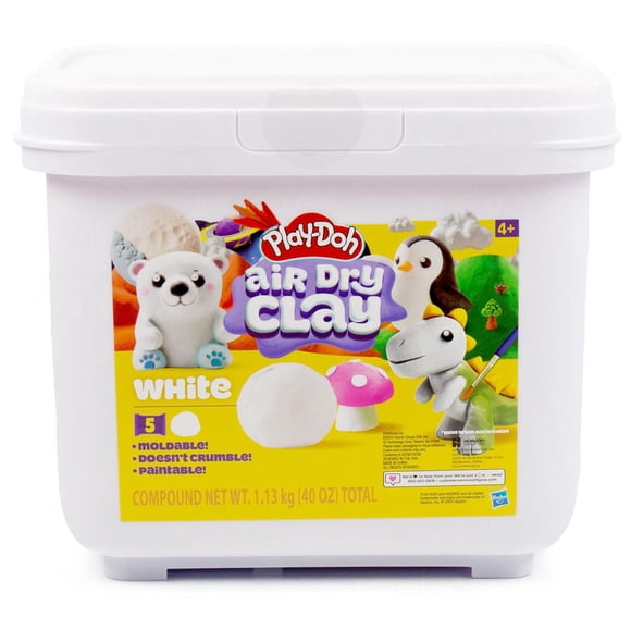 Seau de pâtes à modeler séchant à l’air de la marque Play-Doh, lot de 5 pâtes blanches