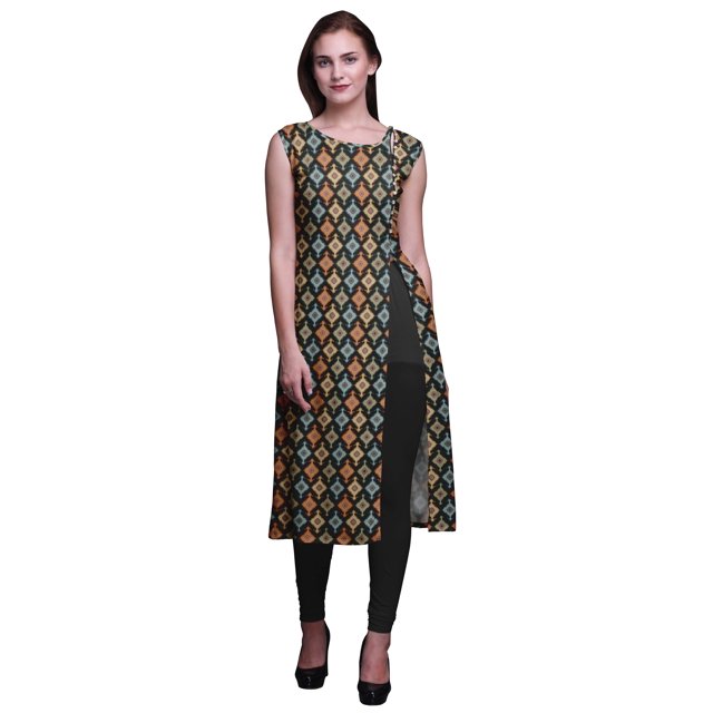 Bimba Printed Side Slit Straight KurtisForWomen Sleeveless Summer Kurta