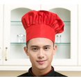 thumbnail image 2 of Toque de Chef Adulte Ajustable Élastique Boulanger Cuisine Cuisine Casquette de Chef (Rouge), 2 of 4