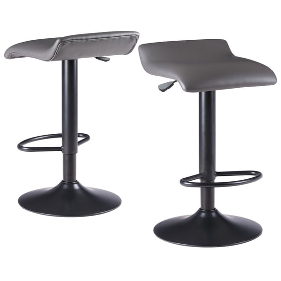 Winsome Tarah 2pc Set Air Lift Adjustable Stool, Black/Gray