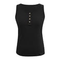 thumbnail image 4 of MIASHUI Women Sleeveless Tanks Top Casual Round Neck Splice Button Basic Tops,Black,M, 4 of 5