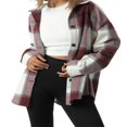 thumbnail image 1 of Women‘s Casual Long Sleeve Plaid Shirt Jacket Button Down Blouses Top, 1 of 6
