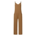 thumbnail image 4 of TrendOFT Combinaison Décontractée d'Été pour Femmes Mode Yoga Col Carré Bretelles Spaghetti Côtelé Sans Manches Unie Athlétique Combinaisons pour Femmes une Pièce Salopettes Brun m, 4 of 7