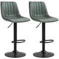 thumbnail image 1 of HOMCOM Adjustable Bar Stools Set of 2, Leathaire Swivel Barstools w/ Back, 1 of 10