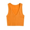 thumbnail image 1 of AherBiu Camisole Tops for Women Summer V Neck Low Cut Ribbed Knitted Slim Fitting Stretchy Solid Color Cropped Tank Tops, 1 of 3