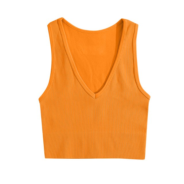 AherBiu Camisole Tops for Women Summer V Neck Low Cut Ribbed Knitted Slim Fitting Stretchy Solid Color Cropped Tank Tops