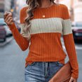 thumbnail image 4 of Annhoo Chandails pour Femmes Décontractés à Manches Longues Col Ras du Cou Chandails à Enfiler Chemises Automne Hiver Mode Blouses à Blocs de Couleur, 4 of 7