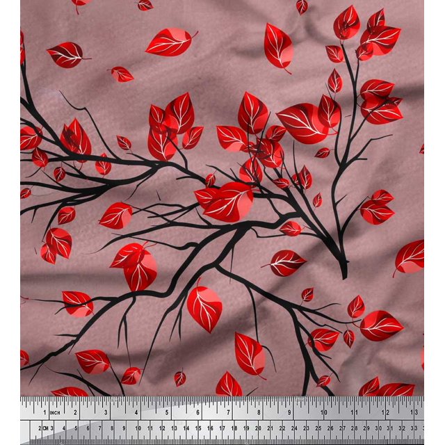 Soimoi Blue Poly Georgette Fabric Flying Woodpecker Bird Decor Fabric Printed Yard 52 Inch Wide