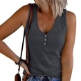 thumbnail image 2 of Timegard Tank Tops for Women Ribbed Deep V-Neck Button Slim Casual Sleeveless Shirts Basic Cami Top, 2 of 5