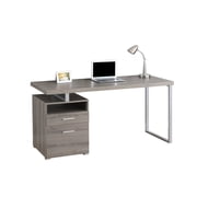 Monarch Specialties Computer Desk, Home Office, Laptop, Left, Right Set-up, Storage Drawers, 60"l, Work, Metal, Laminate, Brown, Grey, Contemporary, Modern