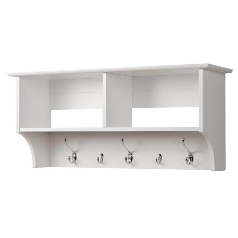 Wright Home Laminated Wooden 5 Hook Wall Coat Rack in White Finish