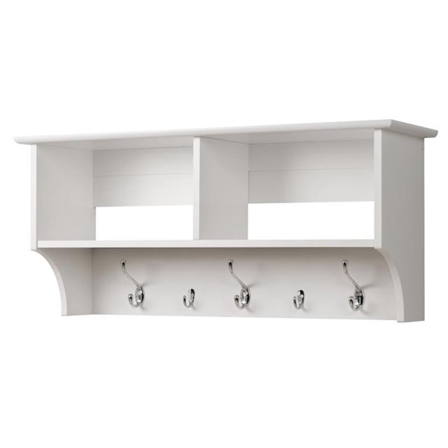 Wright Home Laminated Wooden 5 Hook Wall Coat Rack in White Finish