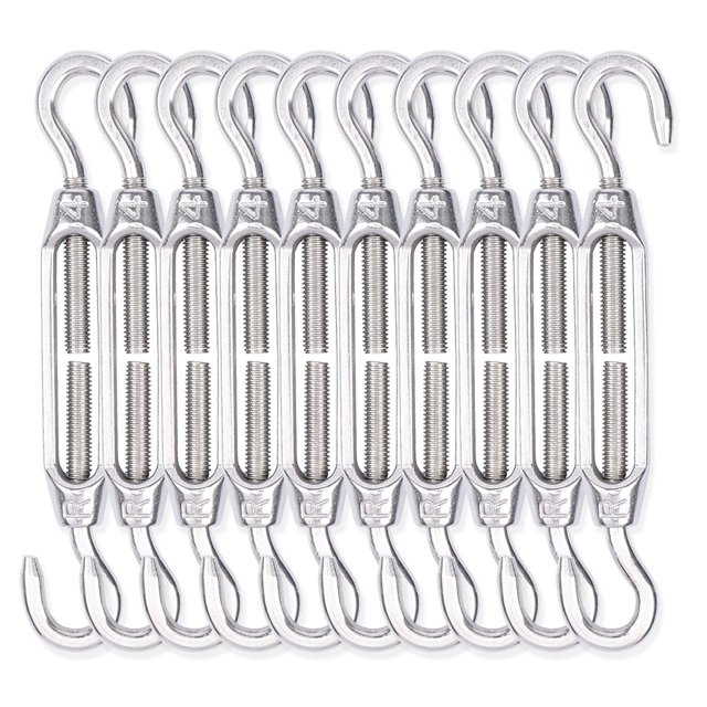10PCS M4 Turnbuckles Alele Stainless Steel 304 Adjustable Turnbuckle (Hook & Hook)