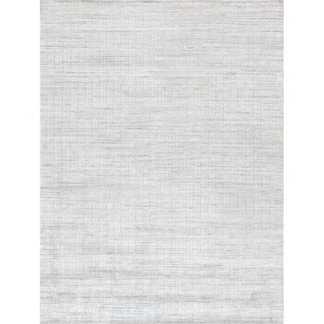 Pasargad PBFE-03 10x14 10 x 14 ft. Slate Hand-Loomed Bamboo Silk & Wool Area Rug, Ivory & Blue